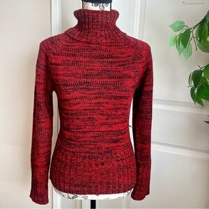 Hennes H&M Y2K Marled Knit Turtleneck Acrylic Sweater Red Sz S